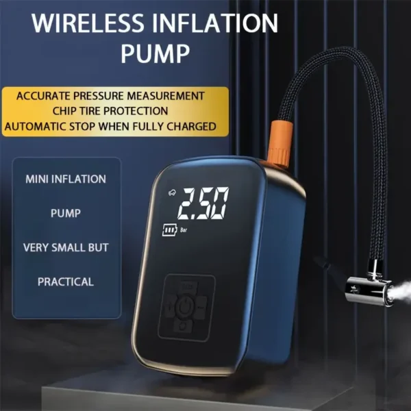 Compresor de aire inalámbrico para coche, bomba de aire eléctrica, inflador de neumáticos para motocicleta, bicicleta, neumático de coche con pantalla Digital