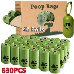 Bolsa de basura Biodegradable para mascotas, bolsas para excrementos de perros, bolsa para excrementos perfumada de Biobase a granel, bolsas para excrementos de gatos degradables, dispensador de excrementos para perros.