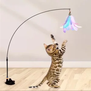 Juguete para gatos, palo para gatos, juguetes interactivos, varita de plumas para jugar con campana, ventosa, juguete para jugar con Accesorios para mascotas y gatos.