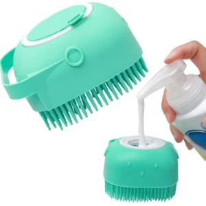 Cepillo de champú para perros y mascotas, peine de masaje para gatos de 2,7 oz y 80ml, depurador de aseo para baño, pelo corto, goma de silicona suave.