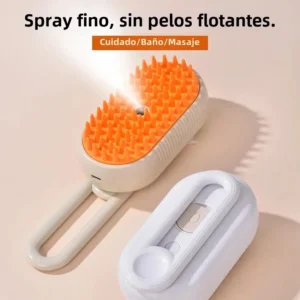 Peine de masaje con pulverizador eléctrico para gatos y perros.